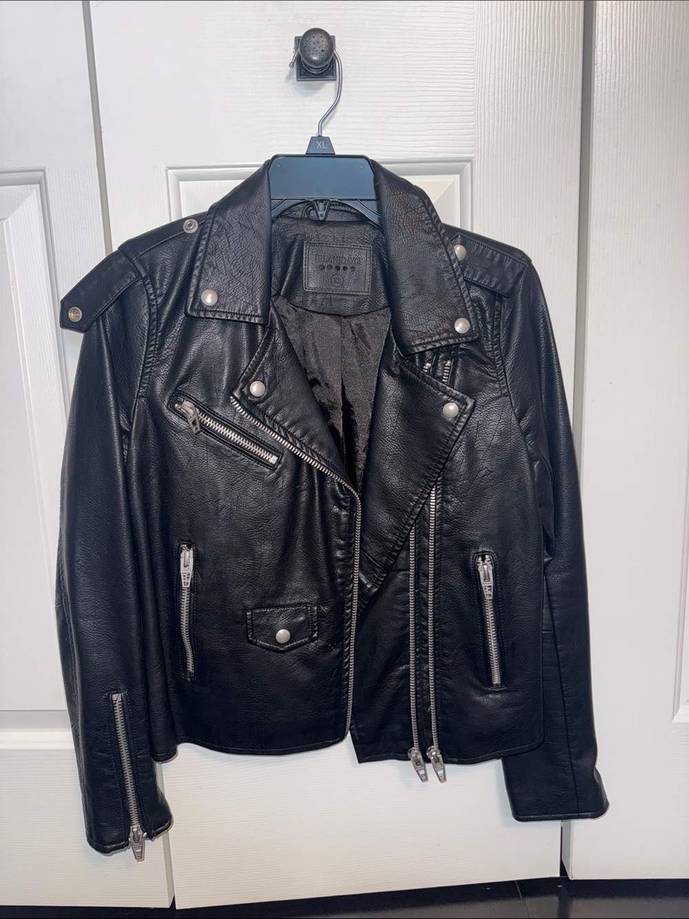 Blank NYC Black Faux Leather Moto Jacket with Silver Hardware